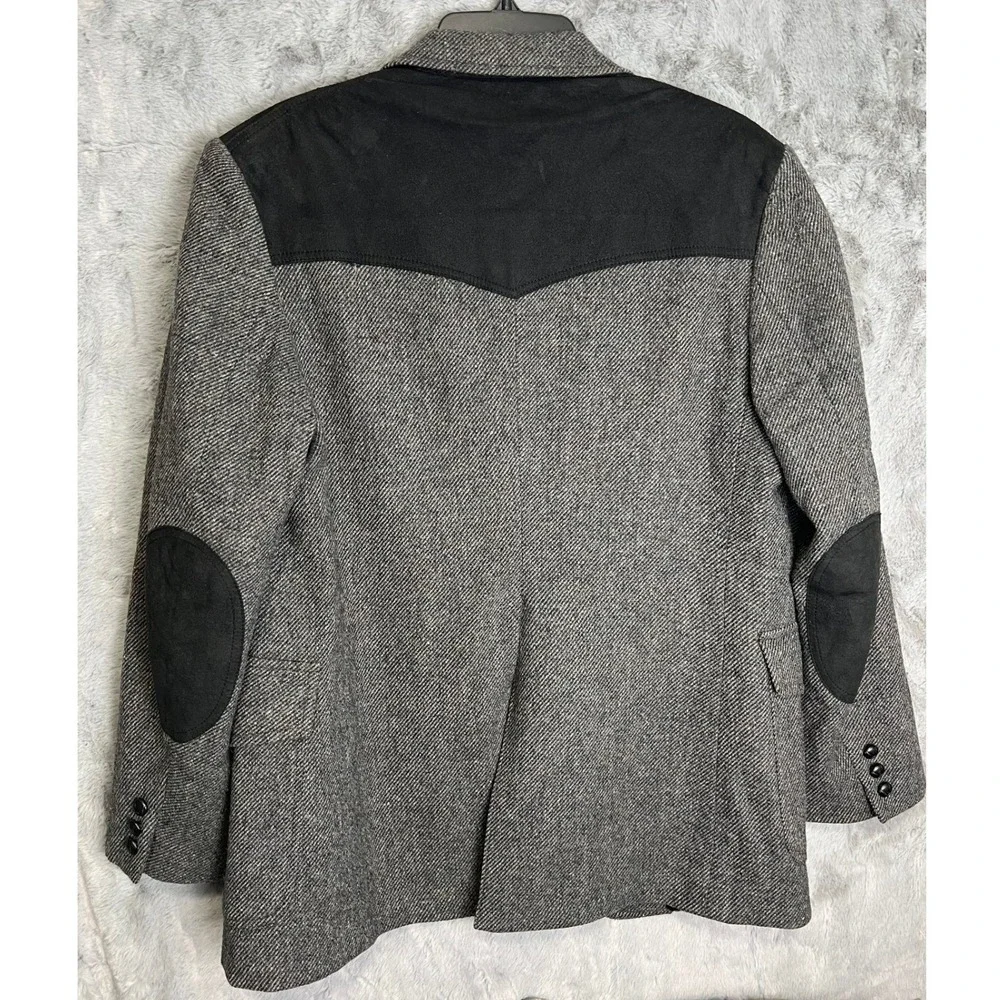 Vtg Pendleton 40 Grey Tweed Wool Blazer Black Yoke Sport Coat Made in USA Mens